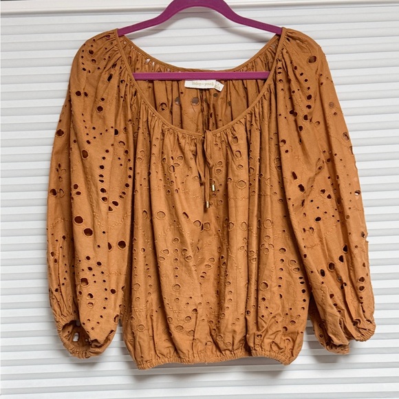 bishop + young Tops - bishop + young Light Rust Eyelet Blouse